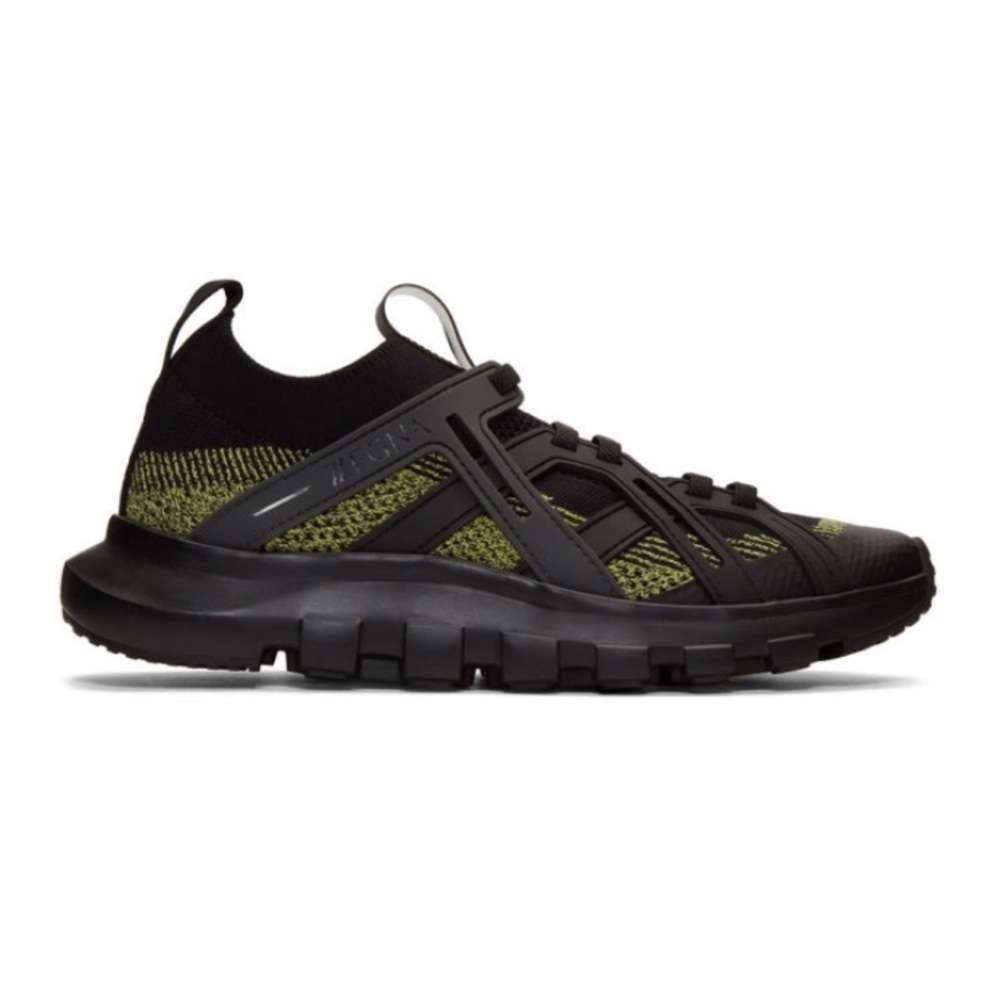 Z Zegna Black and Yellow TechMerino Sneakers